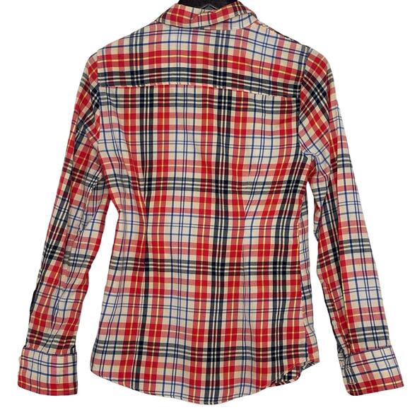 J. Crew The Perfect Shirt Womens Small Cotton Plaid Red Blue Preppy Classiccore - Picture 2 of 6
